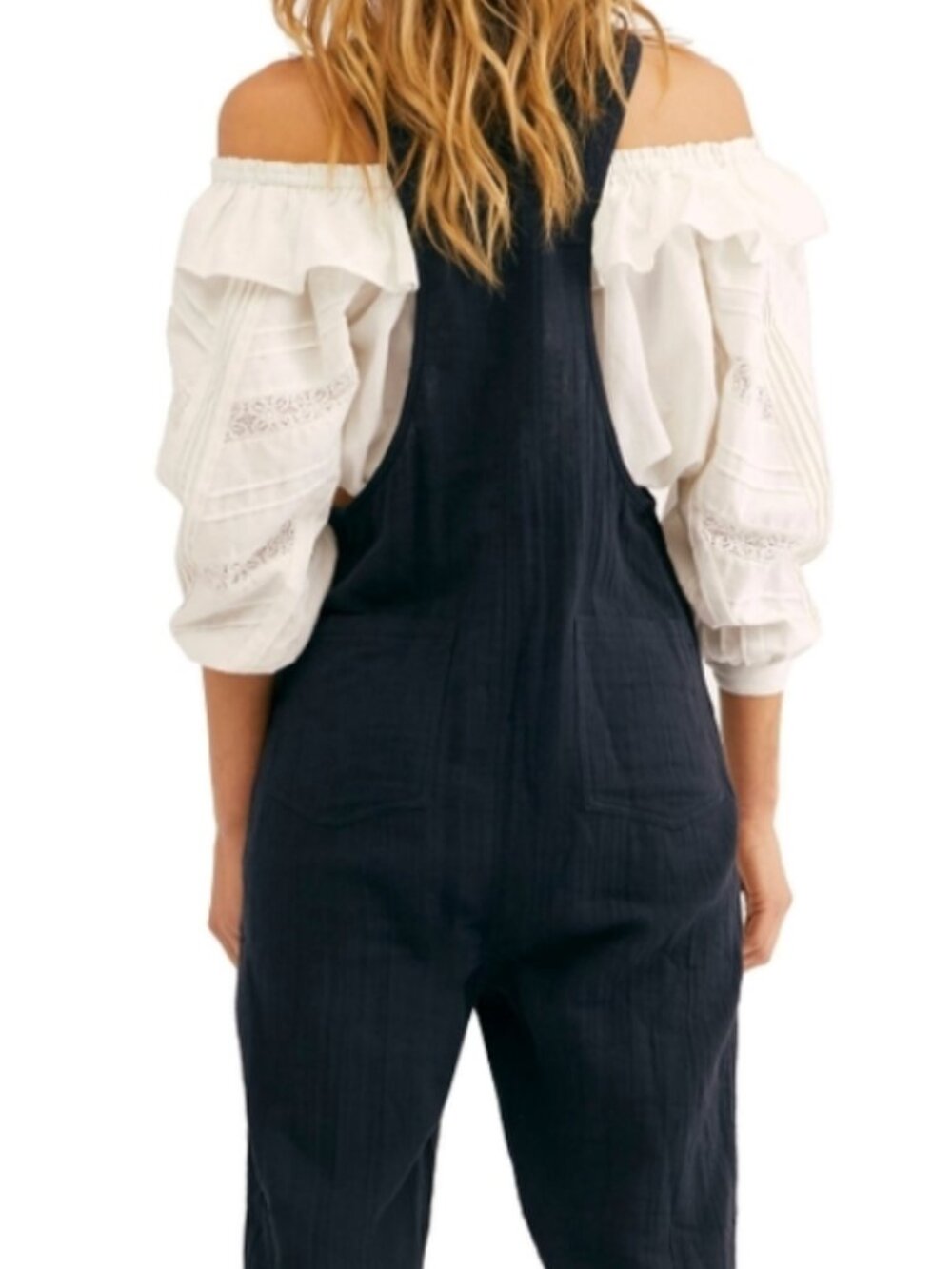 Free People Black Relaxed Cotton Overalls Jumpsuit - Picture 2 of 10